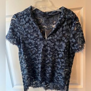 Zara Lace Navy Top